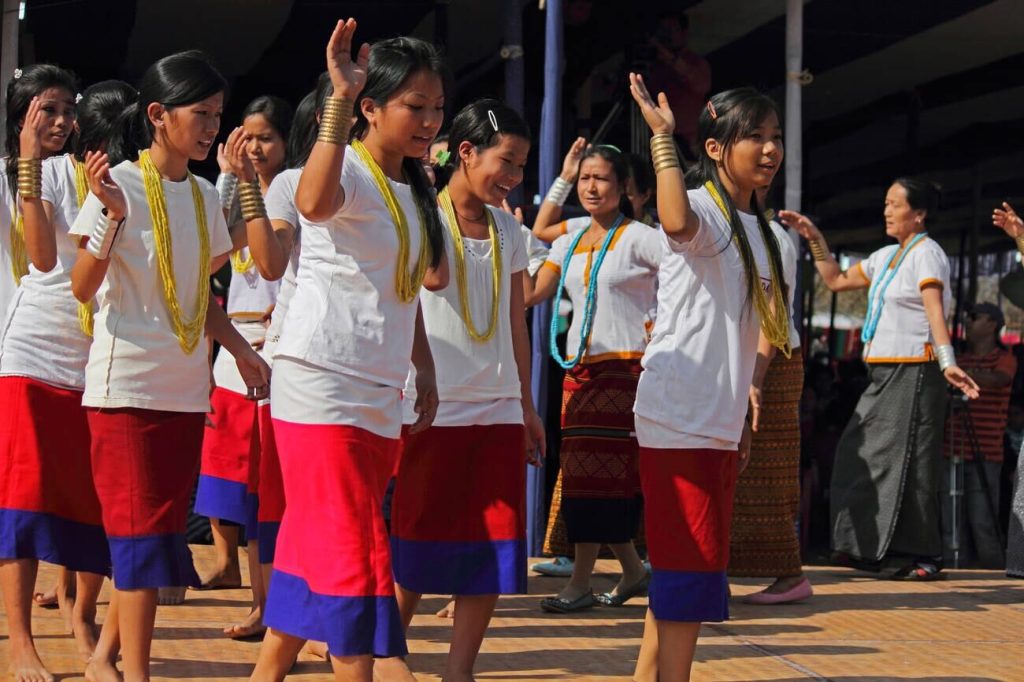 Indigenous tribe Apatani performing traditional dance in Ziro Festival